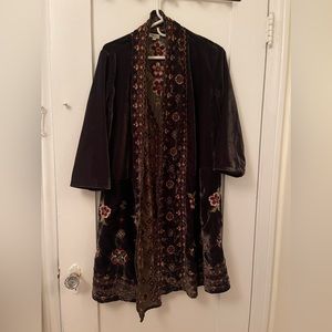 Bohemian Flower Embroidered Velvet Jacket XS